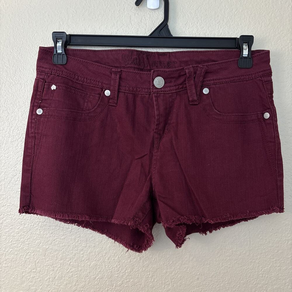 Wallflower Women’s Junior Size 13 Frayed Shorts Maroon 5-Pockets Soft Casual